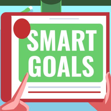 Kavramsal başlık Akıllı Hedefler. Yeni İnanılmaz Fikirler İçin Büyük Tablet Arama Planları Kullanılarak Hedefler ve Yönlendirme İllüstrasyonunda İş Fikri Anımsaması