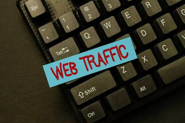 Концептуальне відображення Web Traffic. Бізнес-вітрина кількість веб-користувачів і спроба відвідати виміряний веб-сайт Введення нової концепції заголовків електронної пошти, розробка інтернет-ідей статті — стокове фото