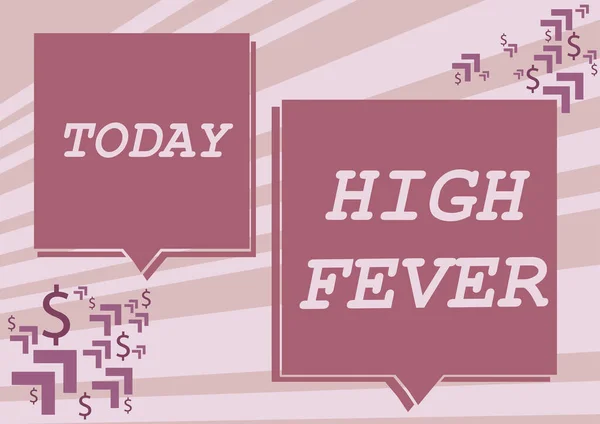 Text sign showing High Fever. Business showcase medical condition which the body temperature higher than usual Two Colorful Overlapping Speech Bubble Drawing With Dollar Sign. — Stockfoto