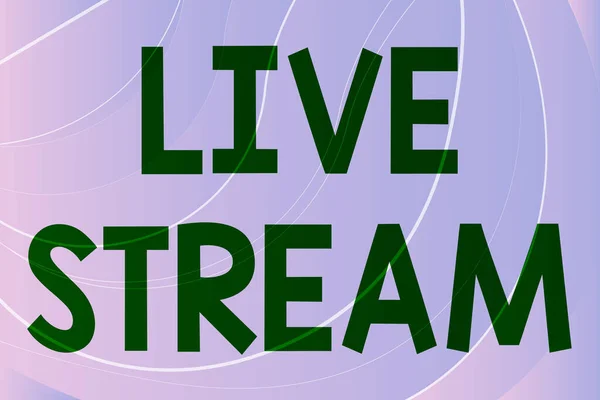 Hand writing sign Live Stream. Business approach to broadcast a video or audio material with the use of Internet Line Illustrated Backgrounds With Various Shapes And Colours. — Stock Fotó