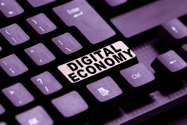 Sign displaying Digital Economy. Business idea advancement of economy built using modern technology Writing Complaint On Social Media, Reporting Bad Online Behavior — Stock Photo, Image