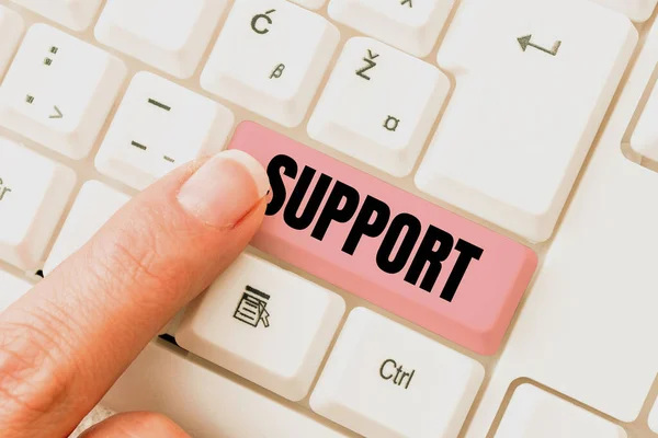 Text showing inspiration Support. Word for maintain, sustain, uphold all mean to hold up and to preserve Typing Advance Lesson And Lecture Plans, Typewriting New Article Pages — Stock Photo, Image
