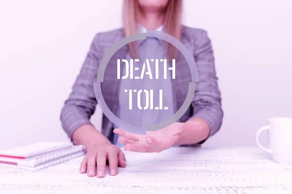 Conceptual caption Death Toll. Business approach the number of deaths resulting from a particular incident Explaining New Business Plans, Orientation And Company Introduction — Stockfoto