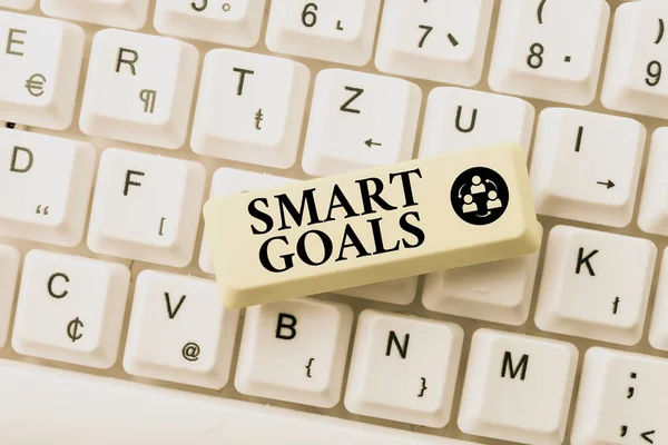 Inspiration showing sign Smart Goals. Word Written on mnemonic used as a basis for setting objectives and direction Abstract Creating Safe Internet Experience, Preventing Digital Virus Spread — Stock Photo, Image