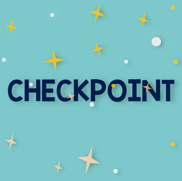 Text showing inspiration Checkpoint. Conceptual photo manned entrance, where travelers are subject to security checks Line Illustrated Backgrounds With Various Shapes And Colours. — Stock Fotó