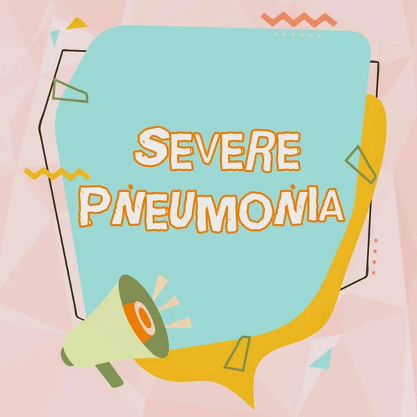 Writing displaying text Severe Pneumonia. Word Written on acute disease that is marked by inflammation of lung tissue Megaphone Drawing Making New Announcement To Chat Cloud. — Foto Stock