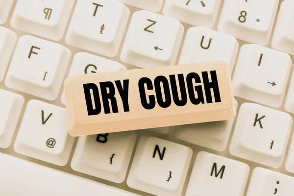 Conceptual caption Dry Cough. Business idea cough that are not accompanied by phlegm production or mucus Abstract Replying To Online Message, Typing And Sending Internet Letters — Foto Stock
