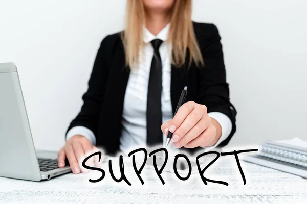 Text sign showing Support. Business approach maintain, sustain, uphold all mean to hold up and to preserve Explaining Company Problem, Abstract Providing Dispute Solutions — Stockfoto