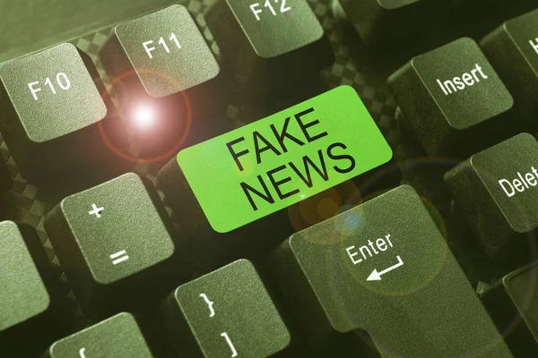 Text sign showing Fake News. Internet Concept false information publish under the guise of being authentic news Abstract Creating Online Typing Services, Learning Computer Program Codes — Stockfoto