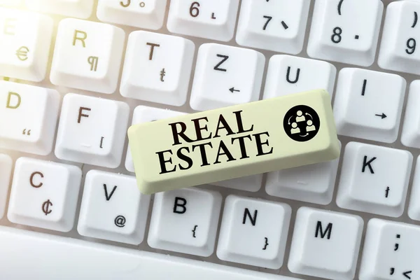 Handwriting text Real Estate. Business idea total property consisting of both natural resource and building Abstract Creating Safe Internet Experience, Preventing Digital Virus Spread — Stockfoto
