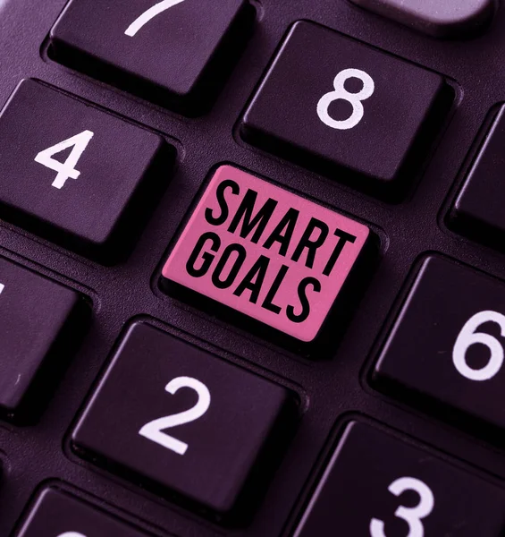 Text showing inspiration Smart Goals. Business idea mnemonic used as a basis for setting objectives and direction Abstract Programmer Typing Antivirus Codes, Retyping Debug Codes — Stock Photo, Image