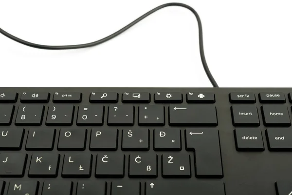 Computer Keyboard And Symbol.Information Medium For Communication.Laptop Keyboard For Typing New Ideas And Planning Development.Technological Equipment Accessing Internet — Foto Stock
