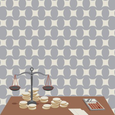 Madeni Para Hesaplayıcısı ile çevrili denge terazisi Finansal İpotekleri Sayıyor. Hesaplama Ölçümleri yoluyla Tahmini Mali İşler. Masa Para Sunuyor Ölçülüyor.