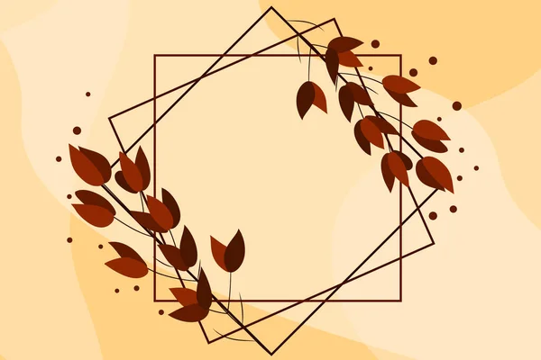 Prázdný rám zdobený abstraktními modernizovanými tvary květin a listoví. Prázdné moderní ohraničení obklopené vícebarevnými symboly čar uspořádanými příjemně. — Stockový vektor