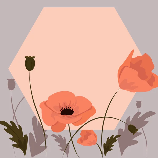 Blank Frame Decorated With Abstract Modernized Forms Flowers And Foliage. Empty Modern Border Surrounded By Multicolored Line Symbols Organized Pleasantly. — Stock vektor