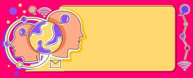 Çoklu Kafalar Dünya 'ya Yeni Teknoloji Fikirlerini Gösteriyor. Beyin Sembollerindeki Vitesler Mekanik ve Teknik Fikir Tasarımı.