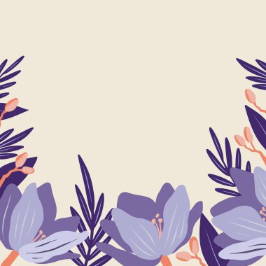 Boş çerçeve, soyut modernize edilmiş şekiller, çiçekler ve yapraklarla süslenmiş. Çok Renkli Çizgi Sembolleriyle çevrili Boş Modern Sınır Keyifle Düzenlendi.