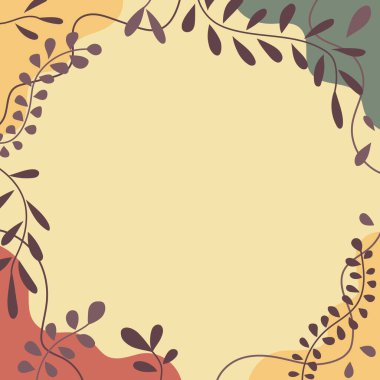 Renkli çiçekler ve ahenkli düzenlenmiş yeşilliklerle süslenmiş boş bir çerçeve. Boş Poster Sınırı Çevrili Çok Renkli Buket Düzenli Keyifle.