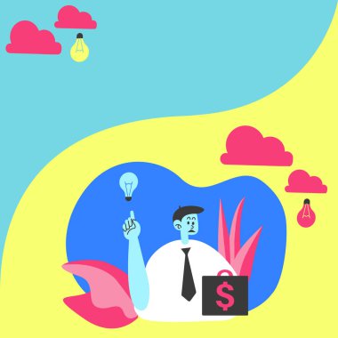 Parkta oturan adam balonlarını üflüyor ve yeni fikirler üretiyor. Bahçe 'de Sabun Baloncukları Şişiren Kız Beyin Fırtınası Yapıyor.