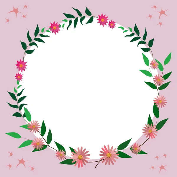 Blank Frame Decorated With Abstract Modernized Forms Flowers And Foliage. Empty Modern Border Surrounded By Multicolored Line Symbols Organized Pleasantly. — Wektor stockowy