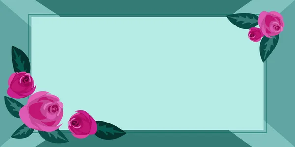 Порожня рамка прикрашена різнокольоровими квітами і відлунням гармонійно розташована. Порожній плакат Кордон навколо різнокольорового букета організований приємно . — стоковий вектор