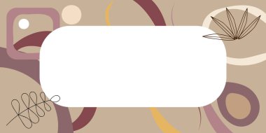 Boş çerçeve, soyut modernize edilmiş şekiller, çiçekler ve yapraklarla süslenmiş. Çok Renkli Çizgi Sembolleriyle çevrili Boş Modern Sınır Keyifle Düzenlendi.