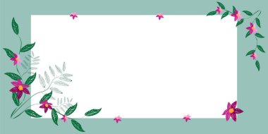 Boş çerçeve, soyut modernize edilmiş şekiller, çiçekler ve yapraklarla süslenmiş. Çok Renkli Çizgi Sembolleriyle çevrili Boş Modern Sınır Keyifle Düzenlendi.