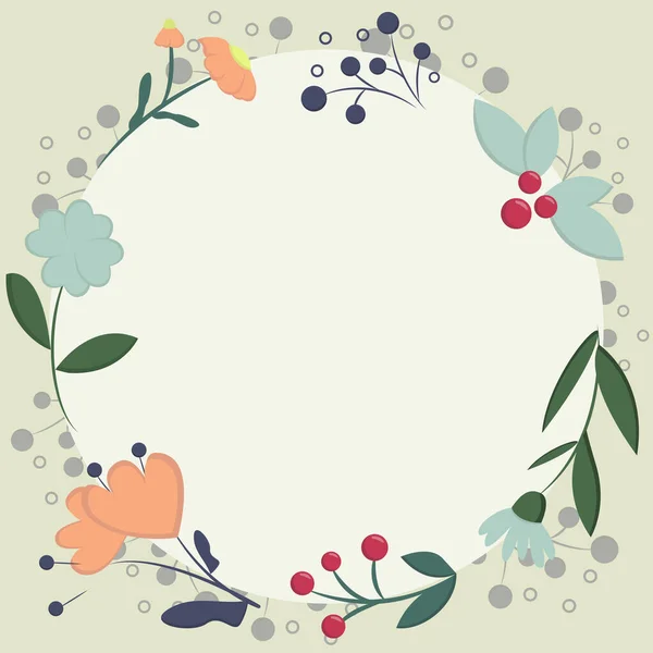 Blank Frame Decorated With Abstract Modernized Forms Flowers And Foliage. Empty Modern Border Surrounded By Multicolored Line Symbols Organized Pleasantly. — Wektor stockowy