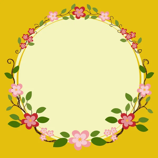 Blank Frame Decorated With Colorful Flowers And Foliage Arranged Harmoniously. Empty Poster Border Surrounded By Multicolored Bouquet Organized Pleasantly. — Stock vektor