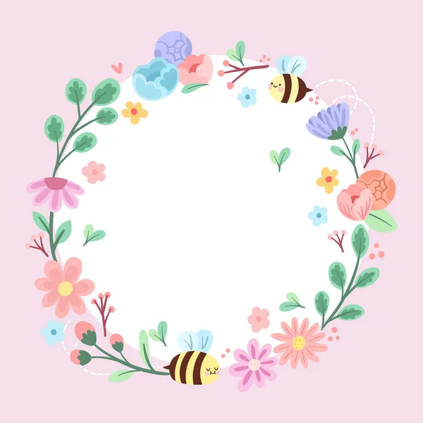 Blank Frame Decorated With Abstract Modernized Forms Flowers And Foliage. Empty Modern Border Surrounded By Multicolored Line Symbols Organized Pleasantly. — 图库矢量图片