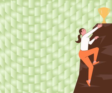 Kadın Tırmanan Dağ Ödül Töreni Hedeflerine Başarıyla Ulaşılıyor. Lady Moving Upward Hill Ödül alıyor Başarı Gösterme Başarı.