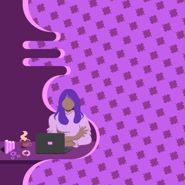 Oturan Kadın Laptop Online Oturum Kullanarak Kahve İçiyor En Son Proje Amaçlarını Tartışıyor. Gelecek Reklam Planları Hakkında Bilgisayar Danışmanlığında Çalışan Kız.