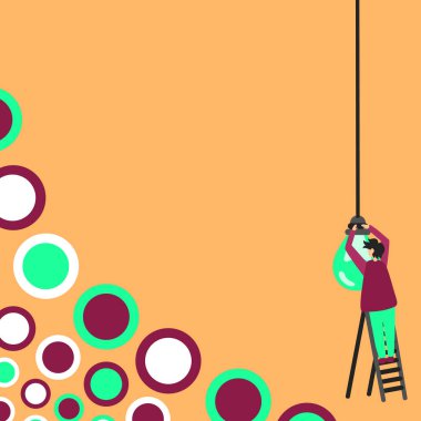 İşadamı Ayakta Merdiven Düzeltme Ampulü Yeni Fütürist Fikirler Oluşturan Hedeflere Ulaşan. İnsan Merdiveni Onarım Lambası Yenilikçi Düşünceyi Temsil Ediyor.