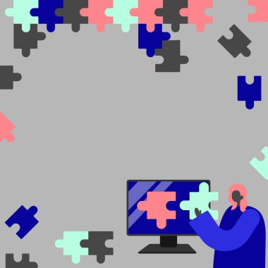 Bayan Tutucu Bulmaca Parçası Yenilikçi Problem Çözme Fikirlerini Sunuyor. Yapboz Birleştiren Kadın Yaratıcı Düşünme Hedeflerini Başarılı Bir şekilde Birleştiriyor.