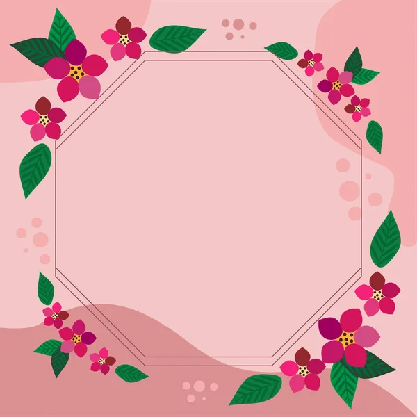 Blank Frame Decorated With Colorful Flowers And Foliage Arranged Harmoniously. Empty Poster Border Surrounded By Multicolored Bouquet Organized Pleasantly. — Stock Vector