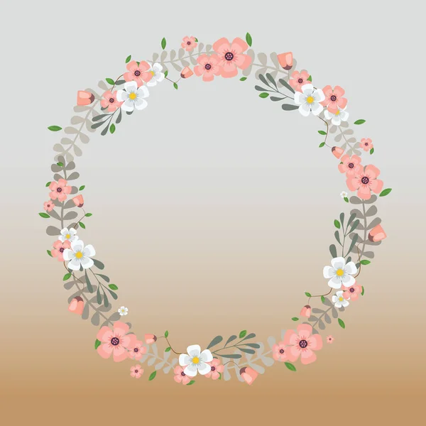 Cadre vierge décoré avec des formes modernisées abstraites fleurs et feuillage. Bordure moderne vide entourée de symboles de ligne multicolores organisés agréablement. — Image vectorielle