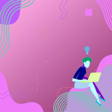 Dizüstü bilgisayarlı bir kadın yeni fikirleriyle evden işe girişiyor. Yeni Fikirler Yazmakla meşgul Kız Bilgisayarda Beyin Fırtınası