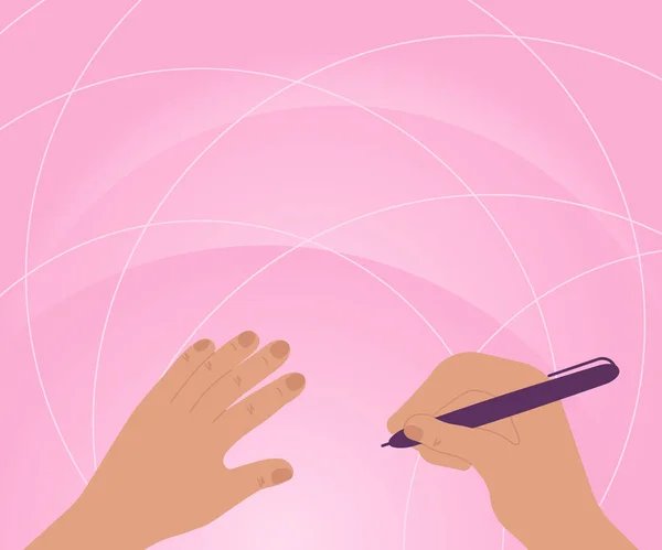 用铅笔实现最新的创意目标计划。手握写作能力规划成功的未来职业展示创造力. — 图库矢量图片