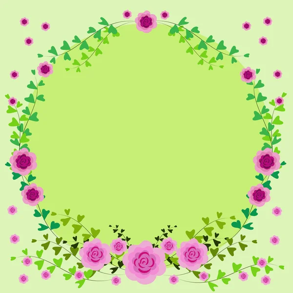 Prázdný rám zdobené barevnými květinami a listoví uspořádány harmonicky. Prázdný okraj plakátu obklopený pestrobarevnou kyticí. — Stockový vektor