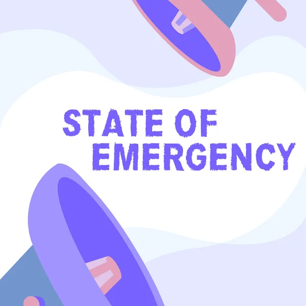 Text zeigt Inspiration State Of Emergency. Geschäftsansatz, der eine Extremsituation anerkennt, die auf nationaler Ebene Auswirkungen hat — Stockfoto