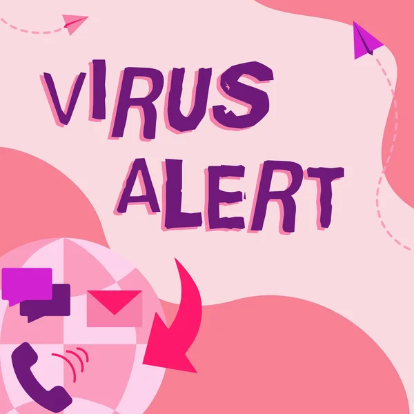 Κείμενο έμπνευσης Virus Alert. Επιχειρηματική ιδέα μια γρήγορη για να παρατηρήσετε κάθε ασυνήθιστο και δυνητικά επικίνδυνο δίκτυο Internet Drawing Με πολύχρωμο Μηνύματα S. — Φωτογραφία Αρχείου