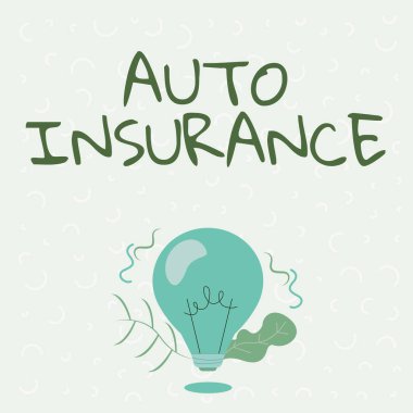 Otomobil Sigortası sunan metin başlığı. Otomobil kazası geçirmenin yol açtığı internet konsepti hafifletme maliyetleri Ampul Işığı Çizim Santralleri Kabuk Gösterme Teknolojileri.