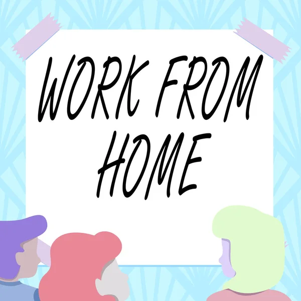 Text sign showing Work From Home. Business idea communicating with the company mainly from home flexibly Team Members Looking At Whiteboard Brainstorming New Solutions — Stock Photo, Image