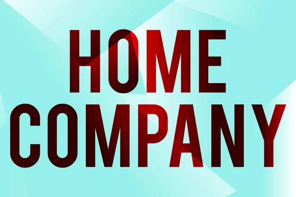 Fogalmi felirat Home Company. Üzleti áttekintő tevékenység vagy működés egy vállalaton belül a kiszervezés helyett Line Illusztrált hátterek különböző formákkal és színekkel. — Stock Fotó