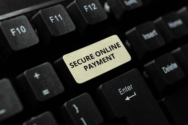 İlham veren Güvenli Çevrimiçi Ödeme metnini göster. Güvenli dijital teknolojinin elektronik aktarımı için kelime Yazma Programı Betiği, Yeni Çevrimiçi Günlük İndirme