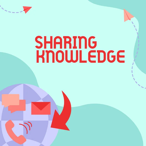 Inspirace ukazující znamení Sdílení znalostí. Obchodní koncepce činnost, jejímž prostřednictvím je vyměňována moudrost mezi Internet Network Drawing With barevné zprávy S. — Stock fotografie