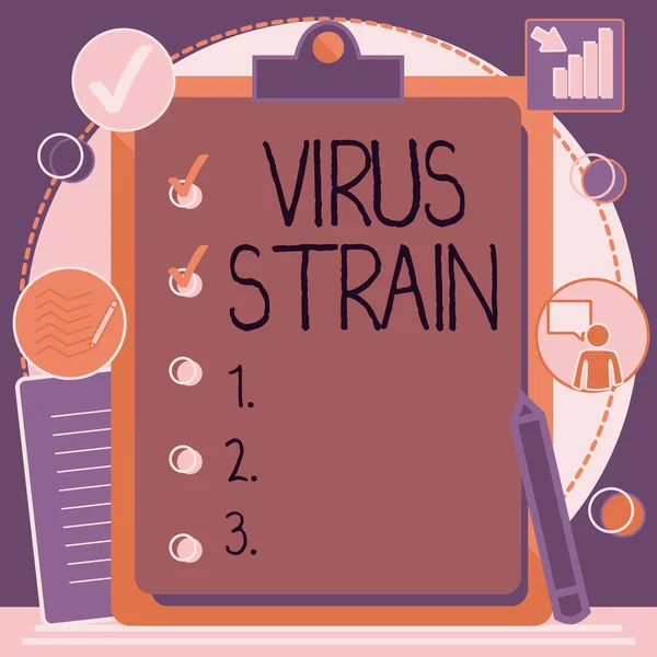 Piszę tekst o wirusie szczepu. Zdjęcie koncepcyjne Kolejny wariant genetyczny pochodzący z oryginalnego mikroorganizmu Clipboard Drawing With Checklist Oznaczone przedmioty gotowe na liście. — Zdjęcie stockowe