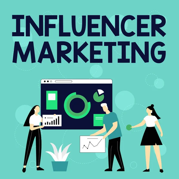 Handskrift tecken Influencer Marketing. Affärsidé form av sociala medier handel med påskrifter Medarbetare Hjälpa tillsammans dela idéer för kompetensutveckling. — Stockfoto