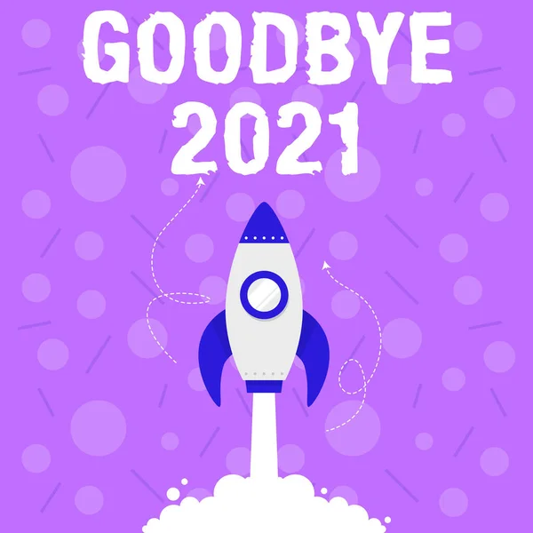 Бізнес-вітрина, що вітає і відзначає радісний новий рік і вітає 2022 рік Ілюстрація ракетного корабля, який швидко вирушає у відкритий космос. — стокове фото