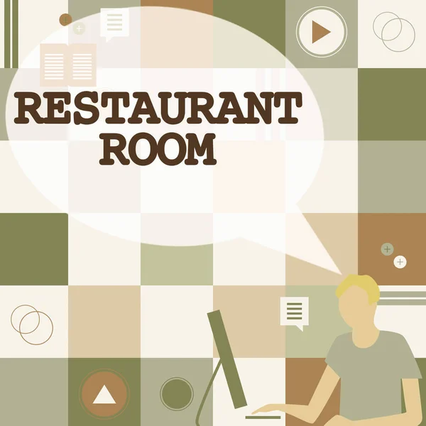 Tekst met inspiratie Restaurant Room. Zakelijk overzicht van de beloning om te zitten en maaltijden te eten die worden gekookt en geserveerd Zakenman Innovatief denken leidende ideeën naar een stabiele toekomst. — Stockfoto